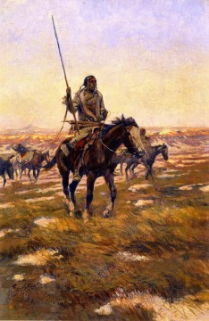 la partie de chasse no 3 1911 Charles Marion Russell Amérindiens Peinture à l'huile